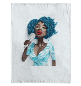 Elegant Sherpa blanket with Midnight Garden design on a bed